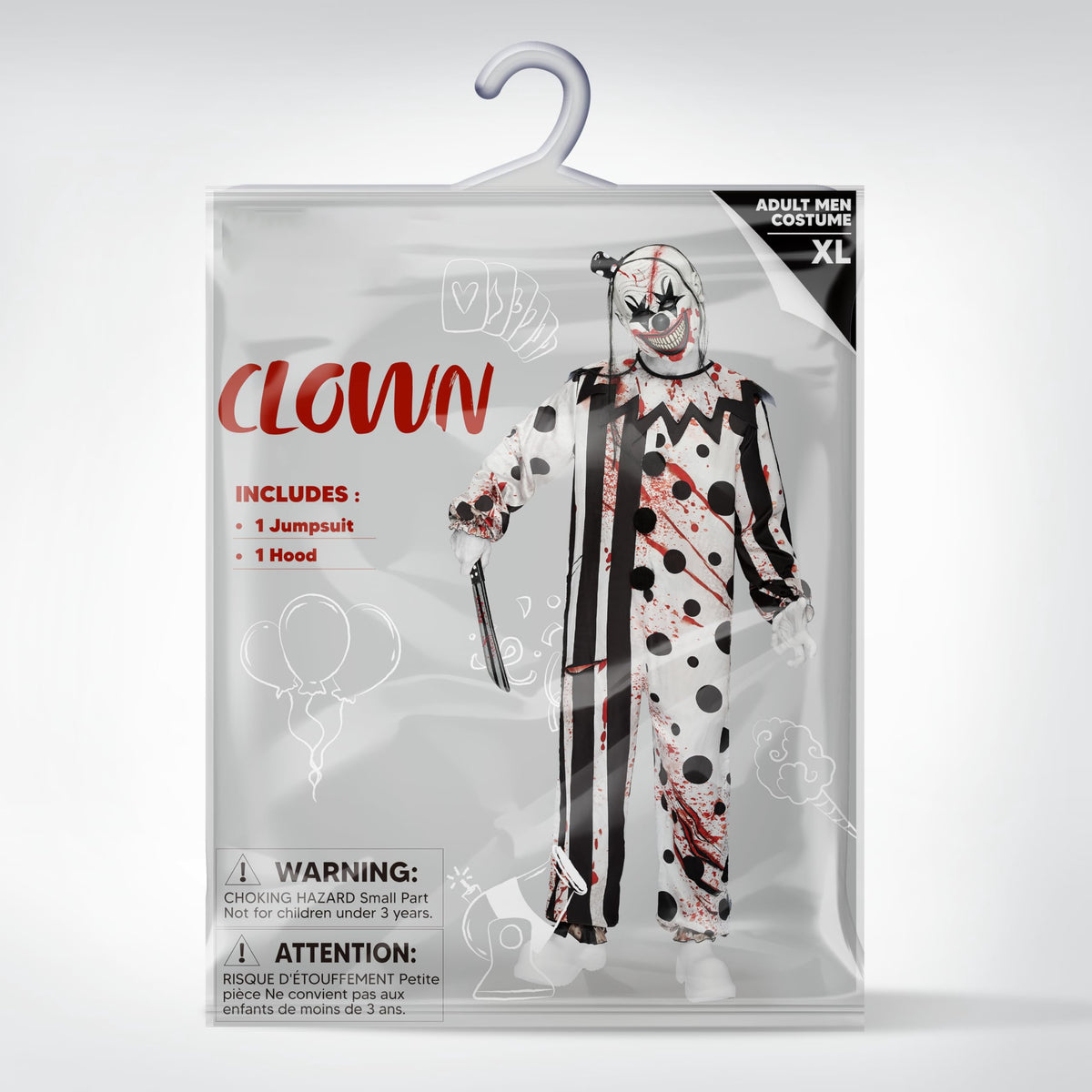 Joyfy Scary Clown Costume for Men Adult Halloween Costumes Killer Clown Halloween Outfit Set Fancy Dress Cosplay
