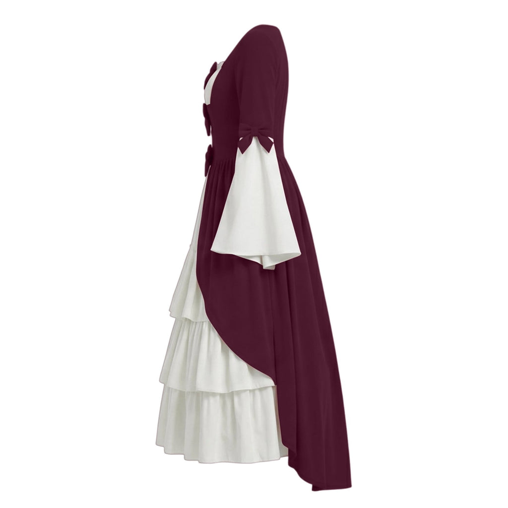 Gothic Dresses for Women Medieval Renaissance Halloween Costume Lace Up Corset High Low Ruffle Hem Square Neck Vintage Gown