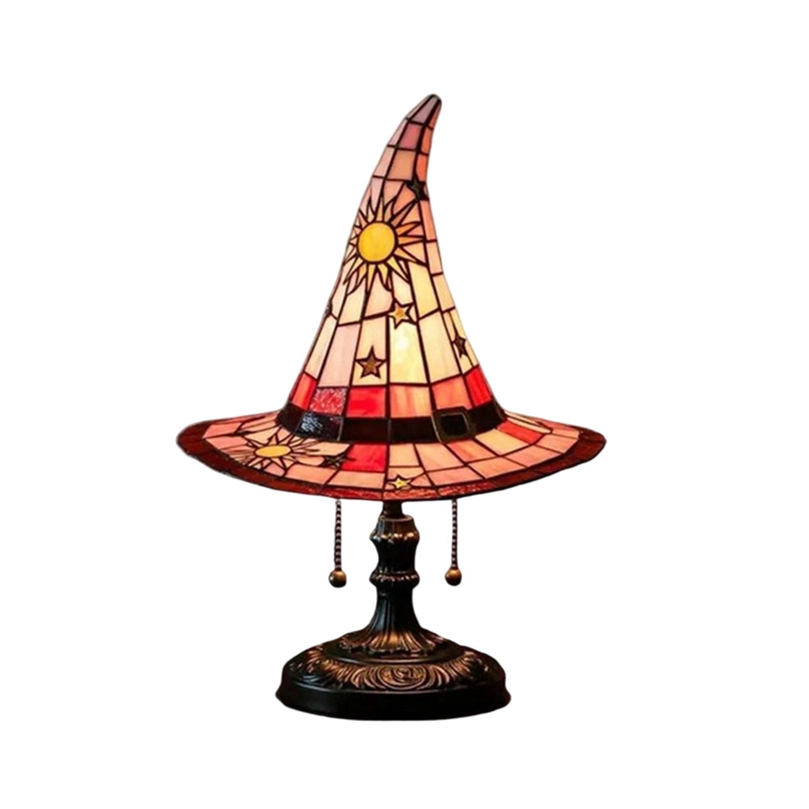 Clearance Halloween Table Lamp Decorations, Witch Hat Lamp Gifts - Handcrafted Retro Resin Witch Lamp, USB Powered Gothic Wizard Hats Night Light, Home Decor Accent Lamps for Bedroom