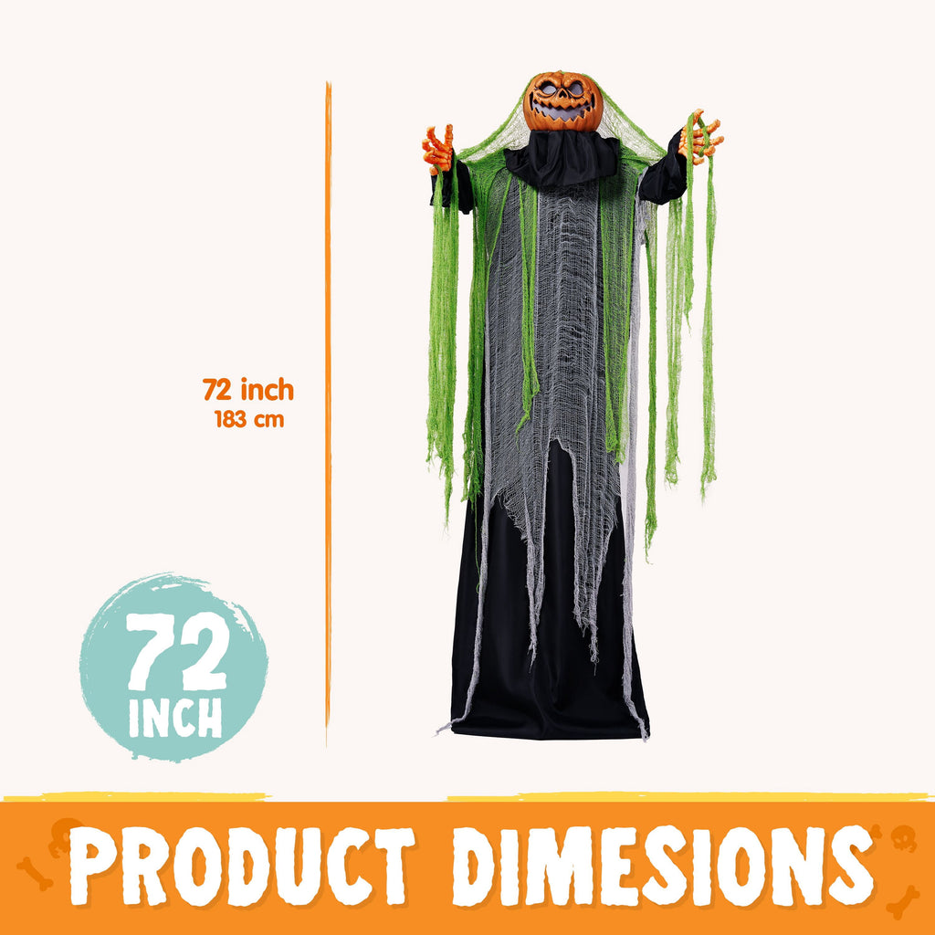 Joyfy 7.8 Ft(93.6 in) Halloween Grim Reaper Decorations Outdoor, Rotatable Flying Scream Scarecrow Skeleton Ghosts Decor for Graveyard Haunted House Props, Garden, Porch, Yard Lawn