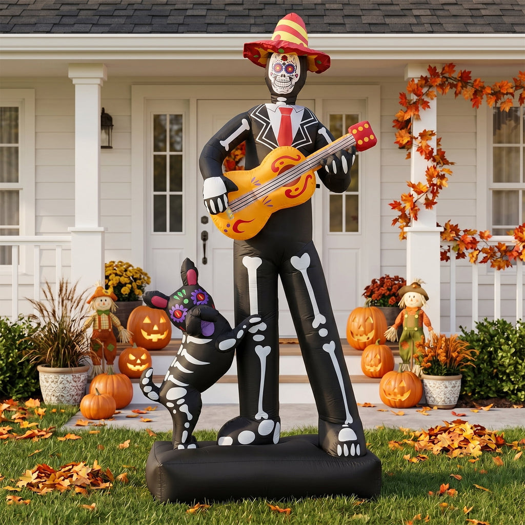 Ktaxon 7' Halloween Inflatables Skeleton Outdoor Halloween Decoration Skeleton with Dog,Built-In LED Lights