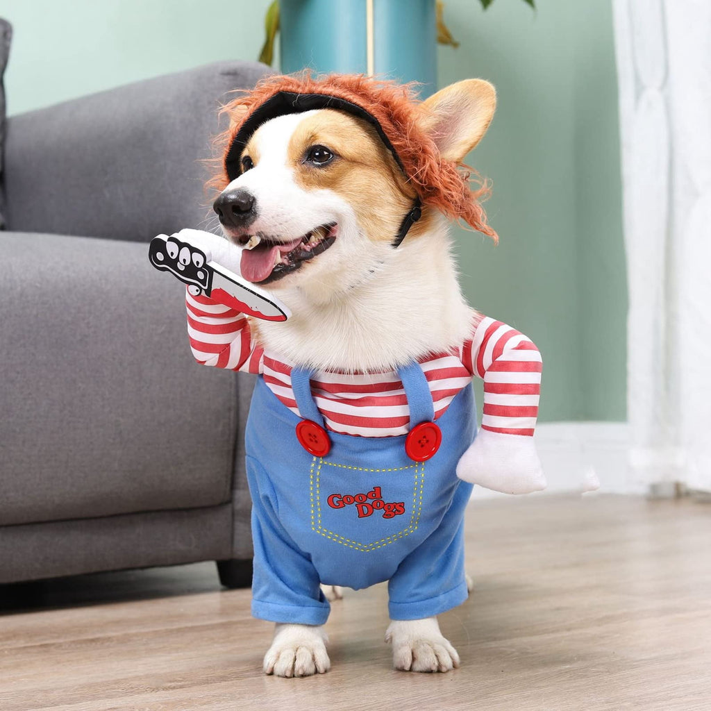 WILLED Pet Deadly Doll Halloween Costume, Funny Dog Christmas Cosplay, Adjustable Party Dress Up Outfit for Small Medium Large Dogs
