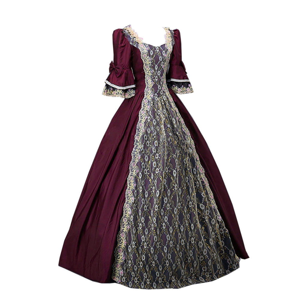 UPPADA Plus Size Victorian Dress for Women Lace Up Flare Sleeve Ball Gown with Corset Evening Party Maxi Gowns Vintage Cocktail Dress Wedding Dresses Early