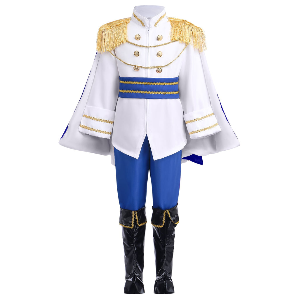 IBTOM CASTLE Boys Prince Charming Costume Halloween Cosplay Dress up Birthday Party Medieval Royal Prince Outfits for Toddler Child 3-4 Years Red 4pcs