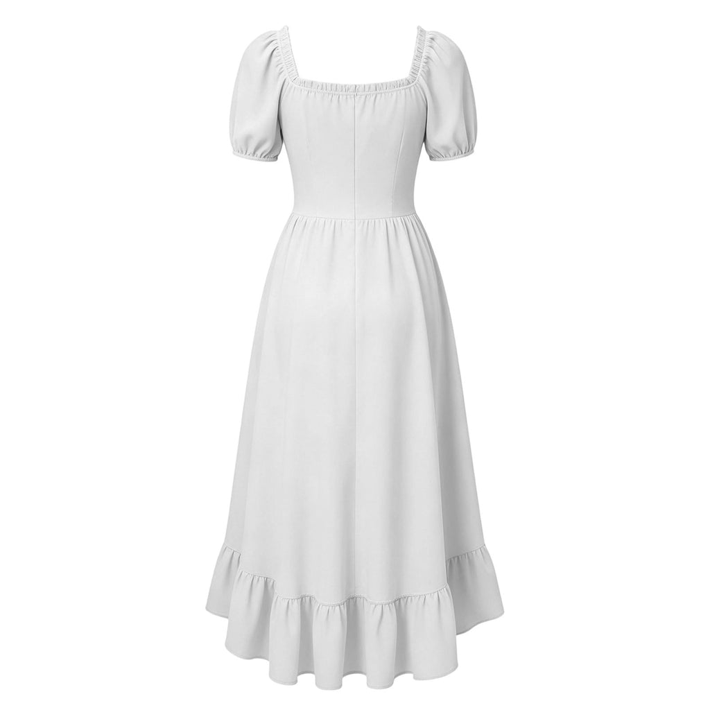 Gothic Dresses for Women Medieval Renaissance Halloween Costume Lace Up Corset High Low Ruffle Hem Square Neck Vintage Gown