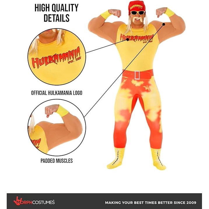 Morph Wwe Hulk Hogan Costume Men Halloween Costume for Men Red Medium