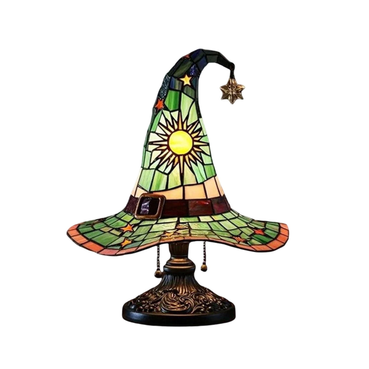 Clearance Halloween Table Lamp Decorations, Witch Hat Lamp Gifts - Handcrafted Retro Resin Witch Lamp, USB Powered Gothic Wizard Hats Night Light, Home Decor Accent Lamps for Bedroom