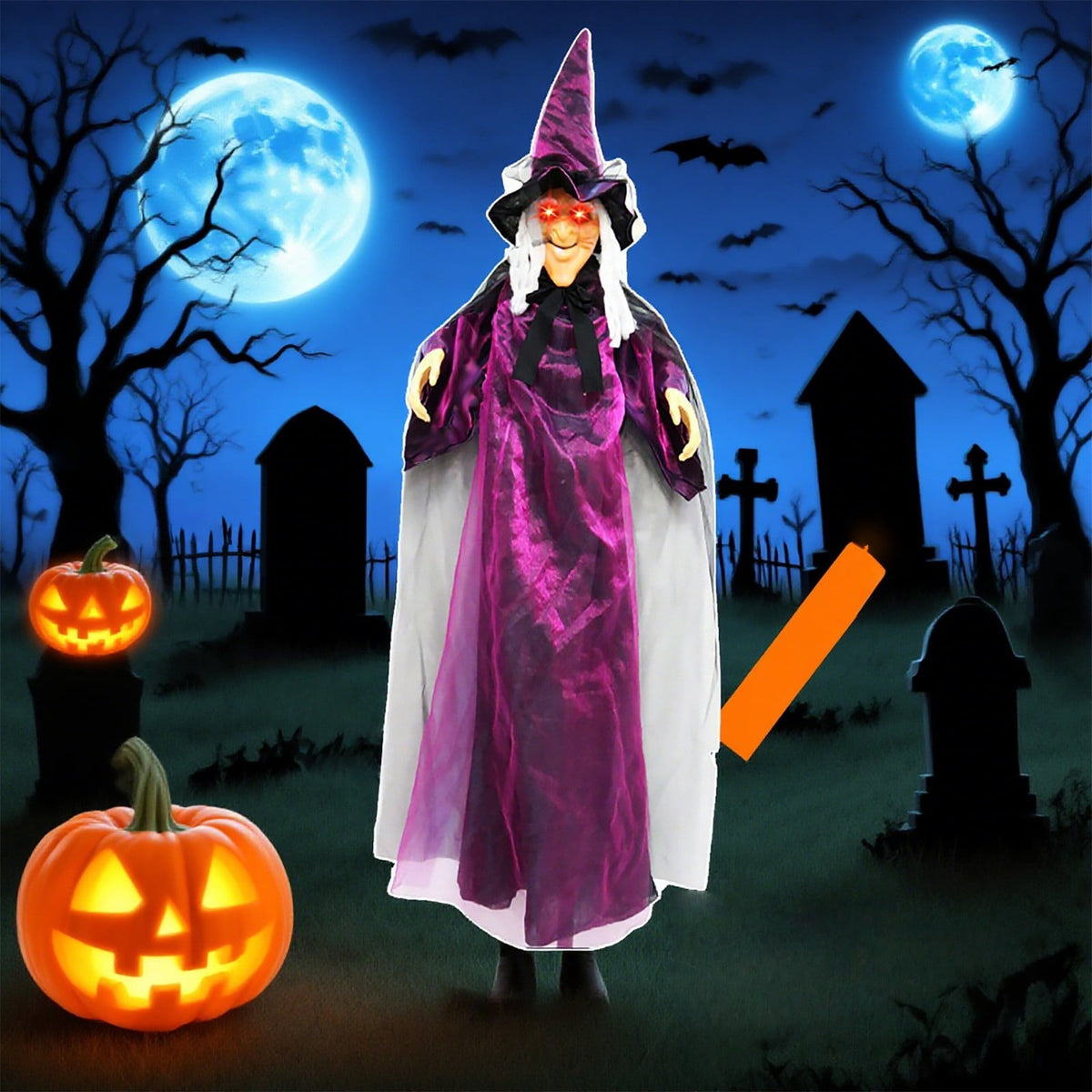 ZTTD Life Size Hanging Witch Halloween Decor (71 Inches) | Sound & Touch Activated Talking Halloween Decorations | Witch Props Excellent Choice for Haunted House | Indoor & Outdoor Animated Prop