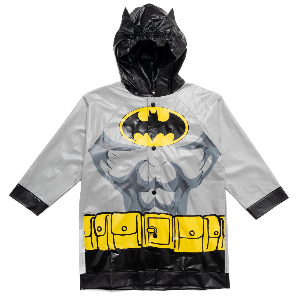 DC Comics Justice League Batman Little Boys Costume Waterproof Rain Jacket Cape and Umbrella 3 Piece Outfit Set Toddler to Little Kid