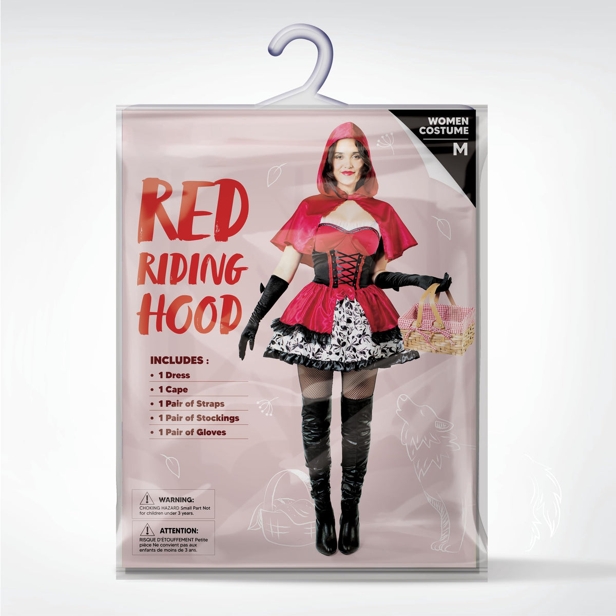 Joyfy Women Little Red Riding Hooded Costume with Dress, Cape and Gloves Outfits Set, Adult Women Halloween Costume for Halloween Themed Party Cosplay