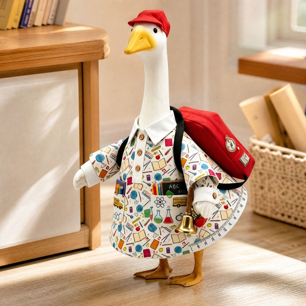 Thanksgiving Harvest Outfit for 23" Porch Goose, Goose Fall Theme Dress in White&Orange with Headwear Fall Harvest Decor for 23" Goose Outdoor Patio Yard Lawn Decoration