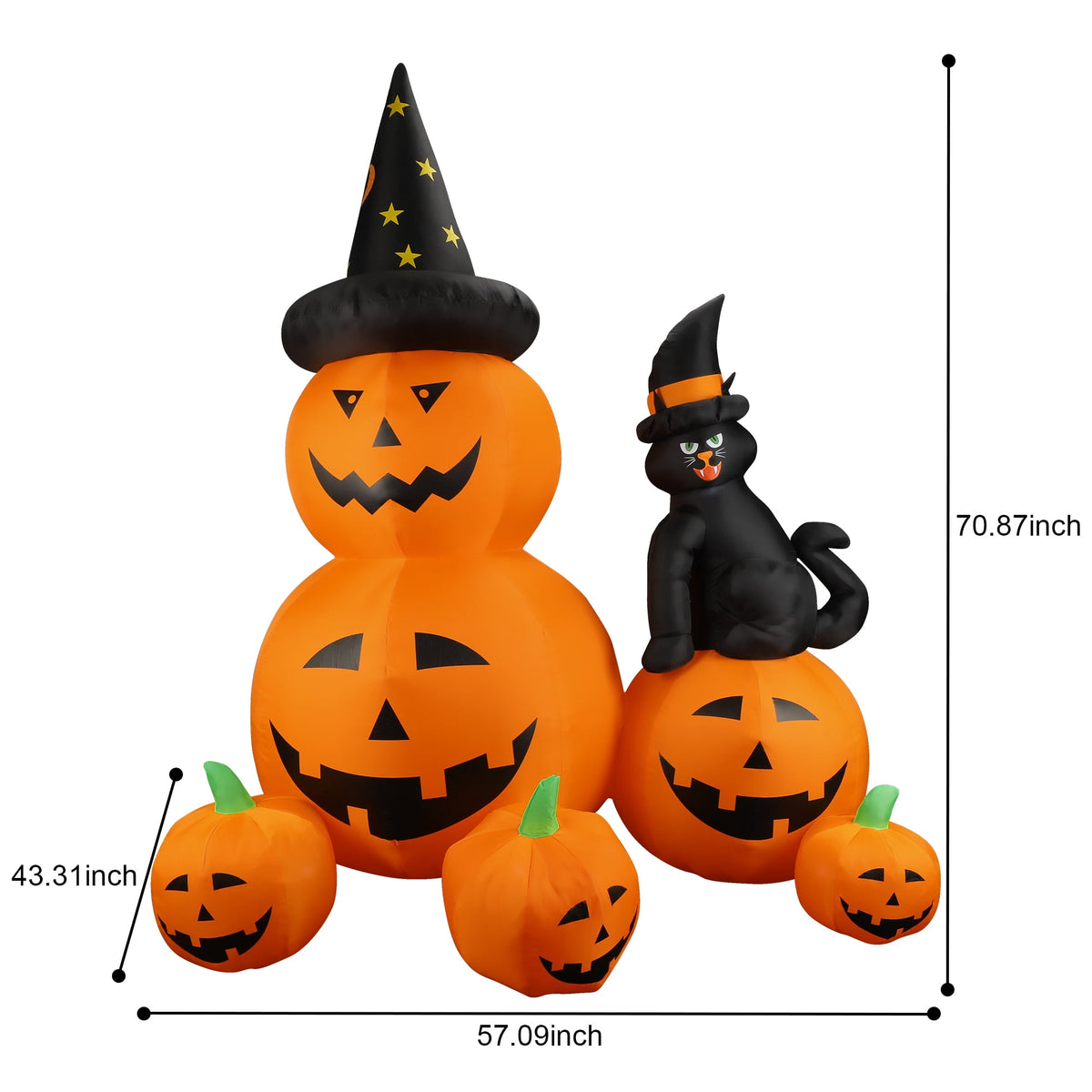 MAGOTAN 5 FT Halloween Inflatables Cape Pumpkin Outdoor Decorations Cape Pumpkin Halloween Inflatable Blow Up Halloween Cape Pumpkin Decoration Build-in LED Lights