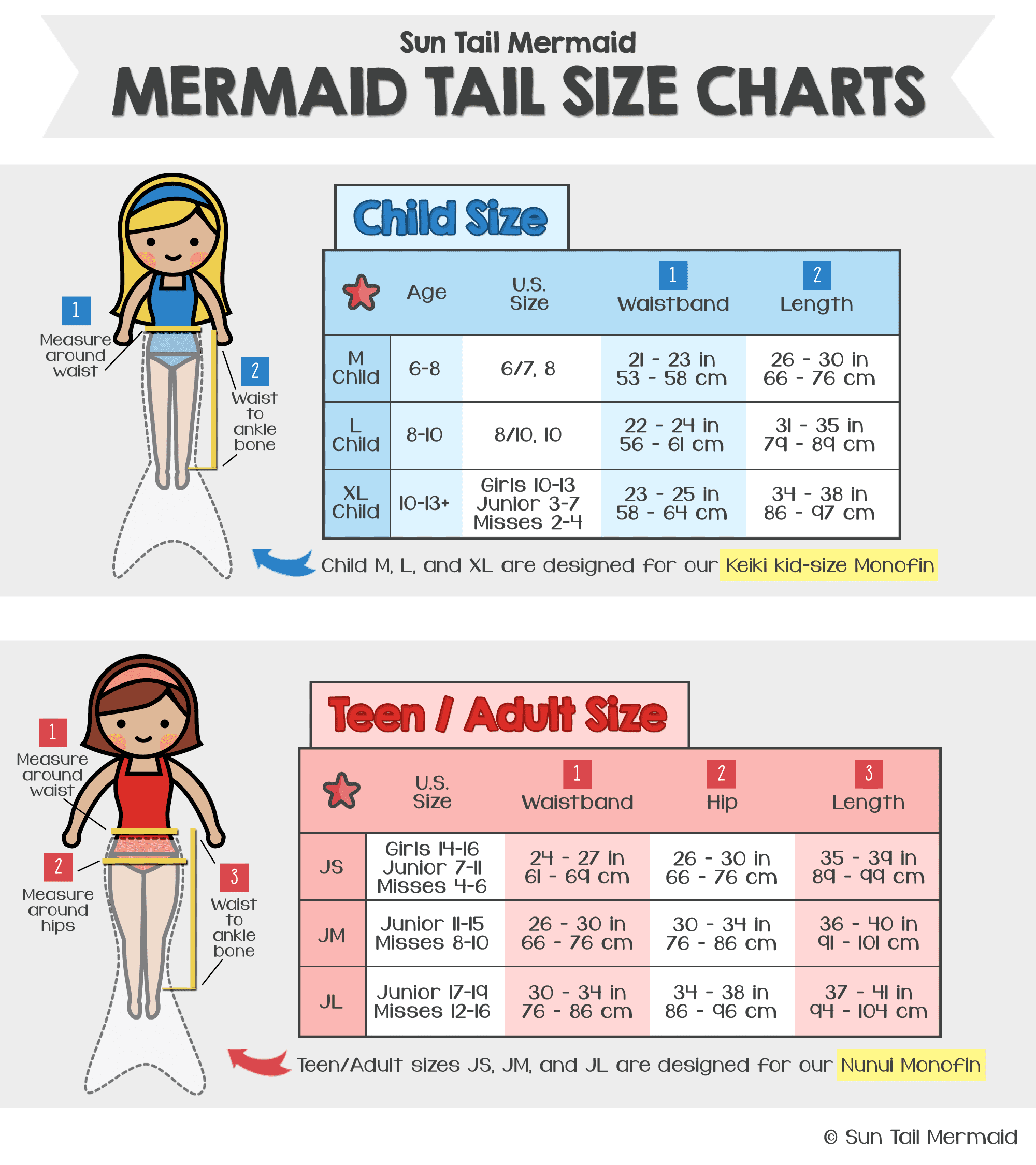 Sun Tail Mermaid Blue Lagoon Tail Skin, Size Child Extra Large (Monofin Not included) for Girls