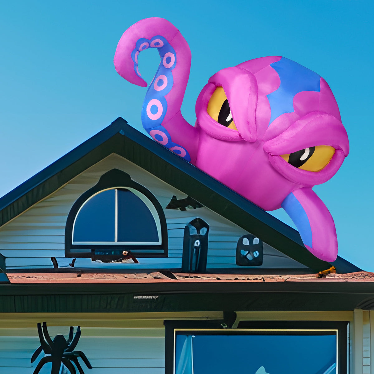 Joyfy 4.5 FT Halloween Inflatable Decorations Outdoor Scary Flying Ghost Broke Out from Window with Built-in LED Blow Up Inflatable for Window Decoration Yard Garden Lawn Decor