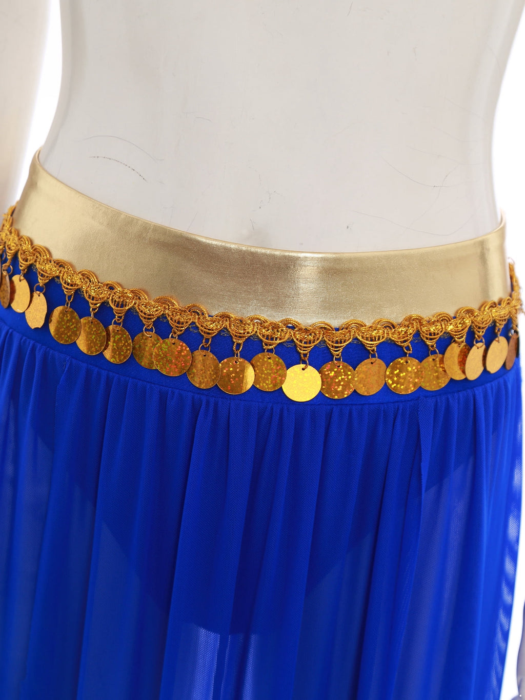 YiZYiF Women's Belly Dance Costume Halter Crop Top with Sequin Tassel Split Mesh Long Skirt 2Pcs Set Red A S
