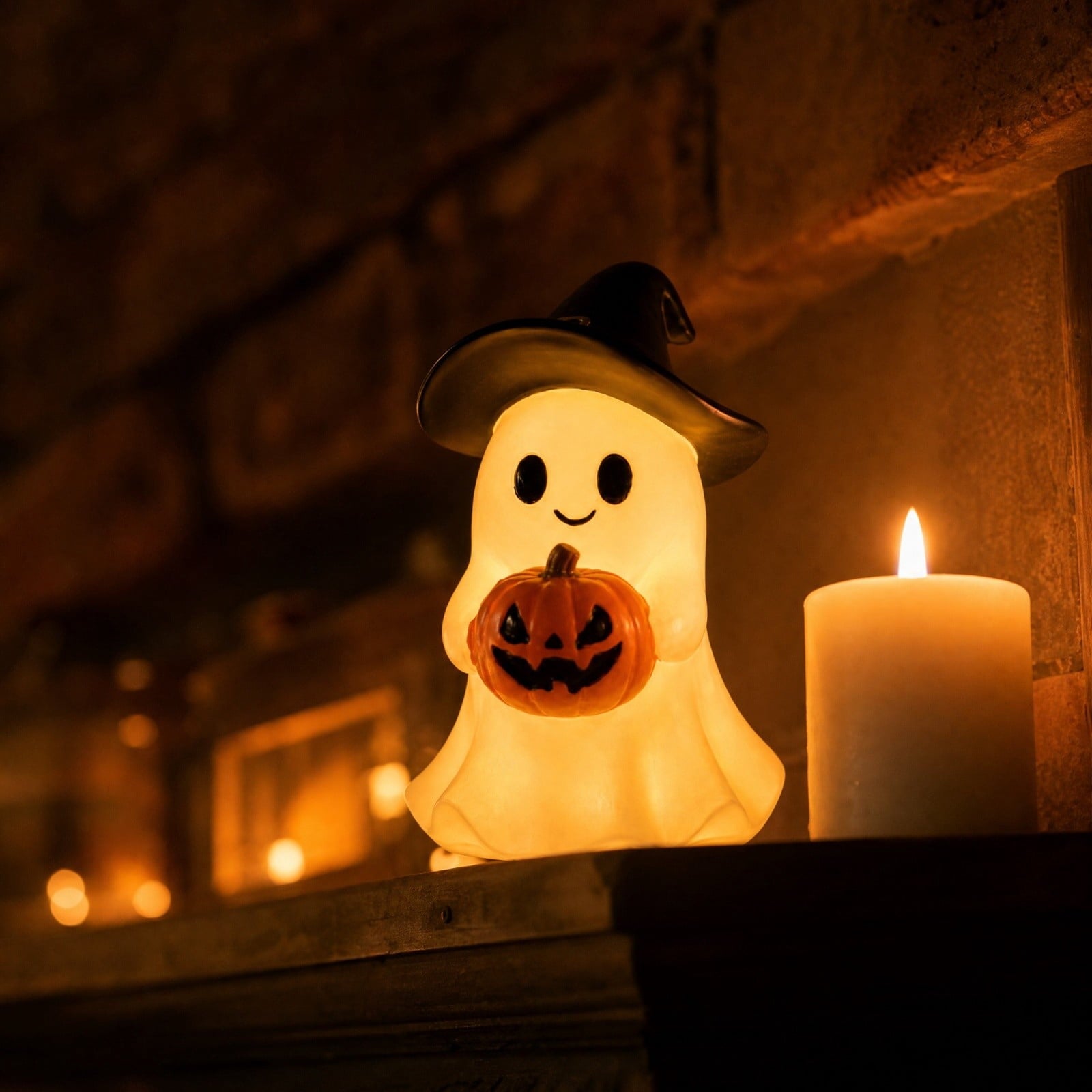 Ghost Bubble Bath LampHalloween Bathroom Decor Gifts Under 20 Bathtub Ghost & Dog Resin Figurine, Warm LED Halloween Tabletop Decor for Bathroom, Bedroom, Kids Room & Fall Home Accent