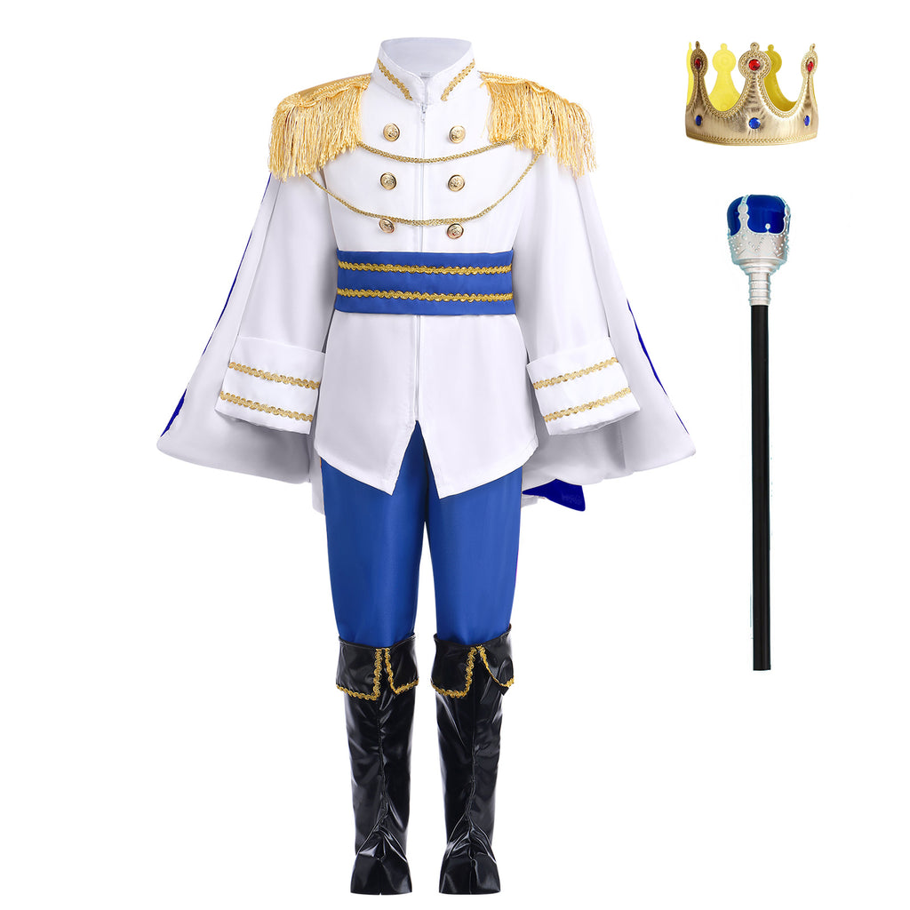 IBTOM CASTLE Boys Prince Charming Costume Halloween Cosplay Dress up Birthday Party Medieval Royal Prince Outfits for Toddler Child 3-4 Years Red 4pcs