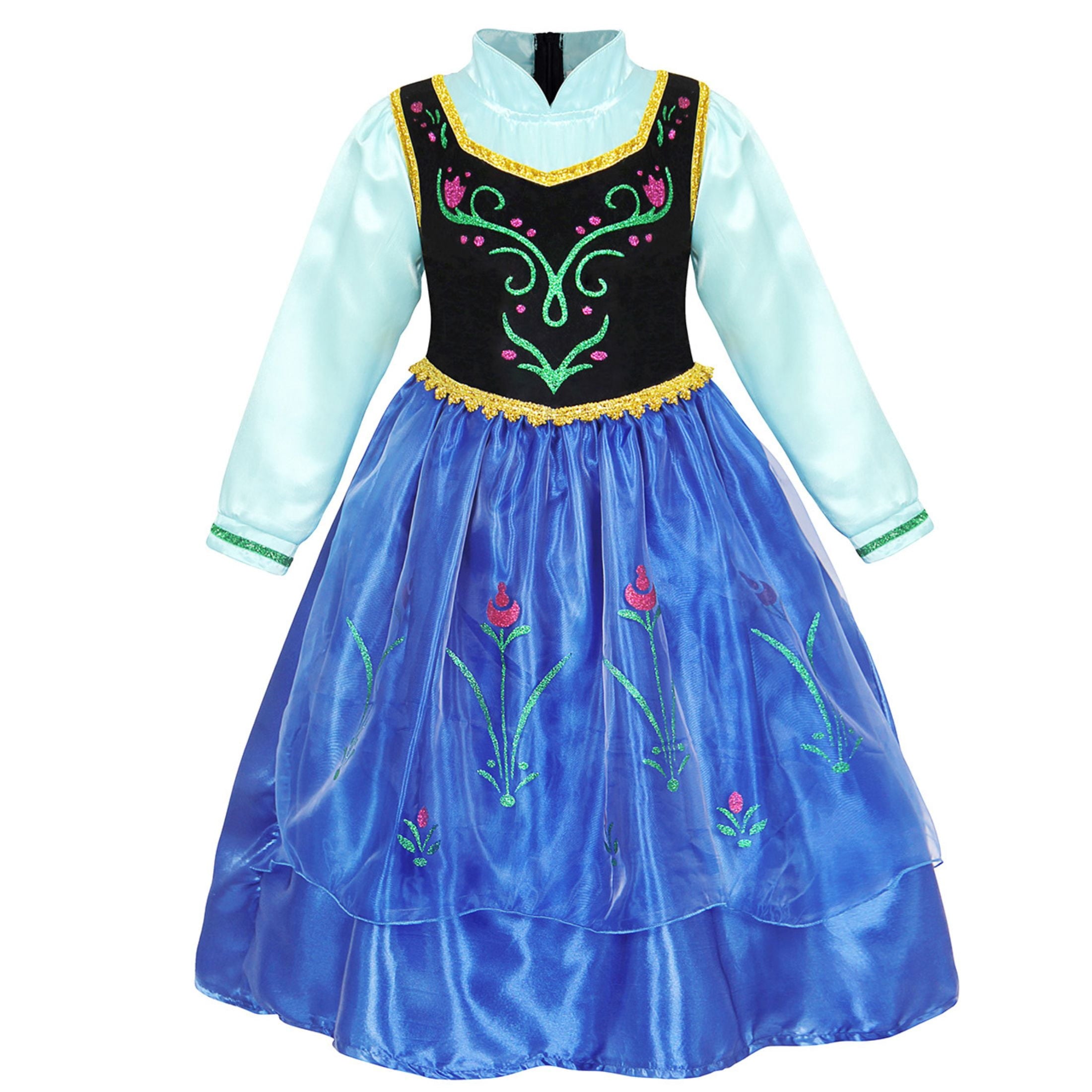 Jurebecia Princess Dress Snow Queen Costume for Girls Birthday Party Halloween Christmas Cosplay Outfit Toddler Kids 120 cm 5-6 Years