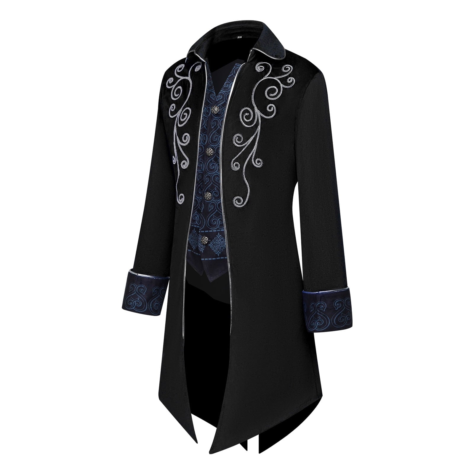 GYQMBT Men Medieval Steampunk Tailcoat Jacket Gothic Victorian Frock Coat Uniform Halloween Party Cosplay Gentleman Costumes, Blue, XL