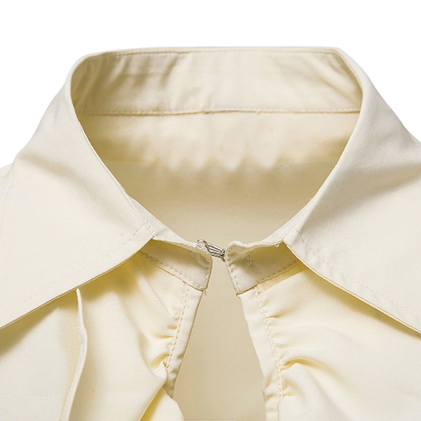 Men LYXSSBYX Mens Shirts Long Sleeve Pullover Stand Collar Ruffled Renaissance Shirt Steampunk Trumpet Sleeve Top