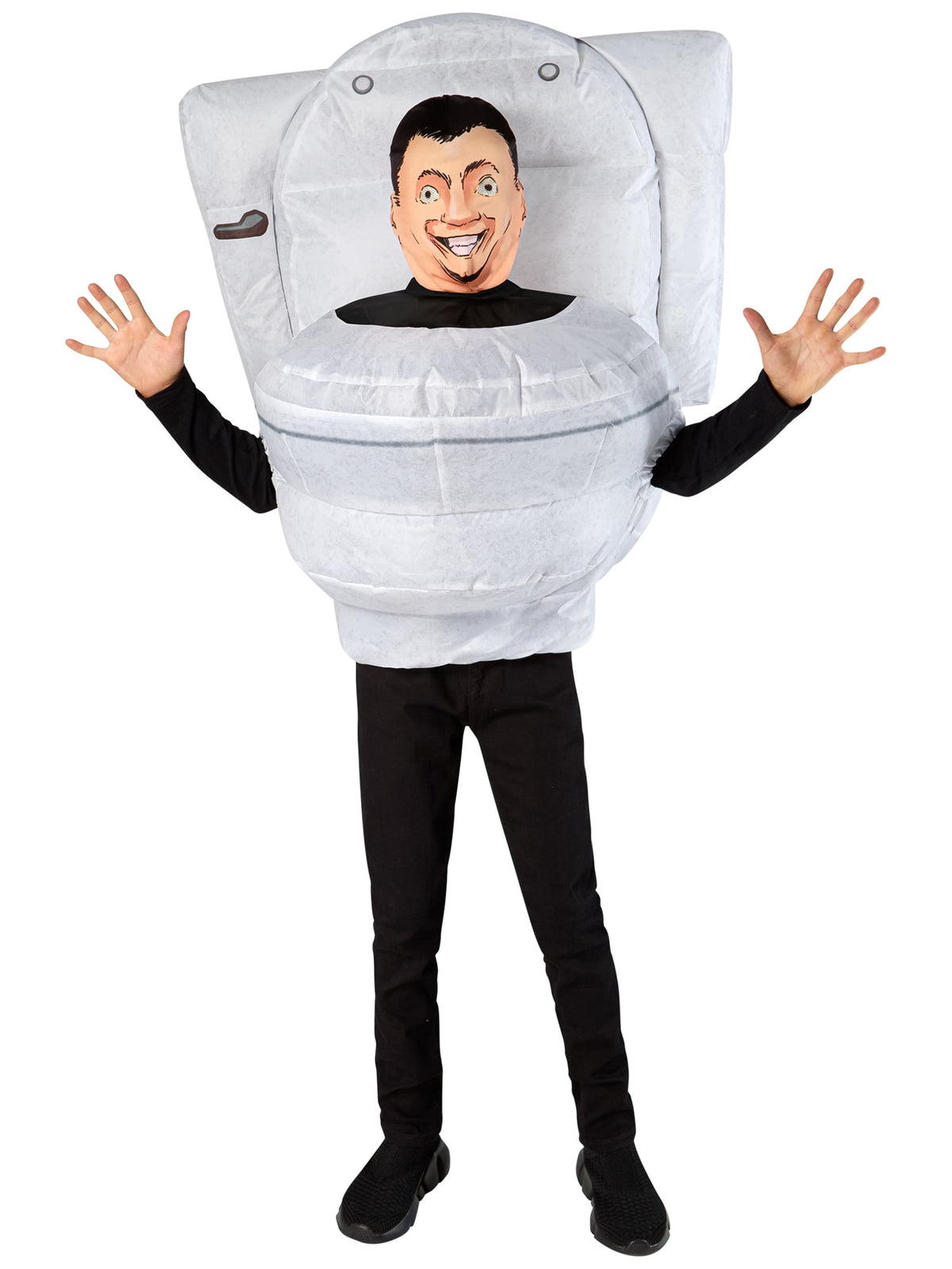 Skibidi Toilet Inflatable Costume with Hood for Boys by Rubies, One Size