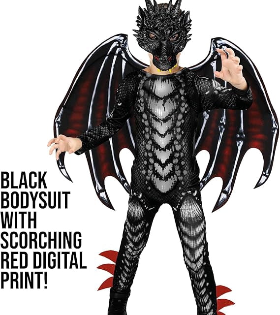 Morph Dragon Jumpsuit Black Red Costume Boys Halloween Costume For Boy Black Large