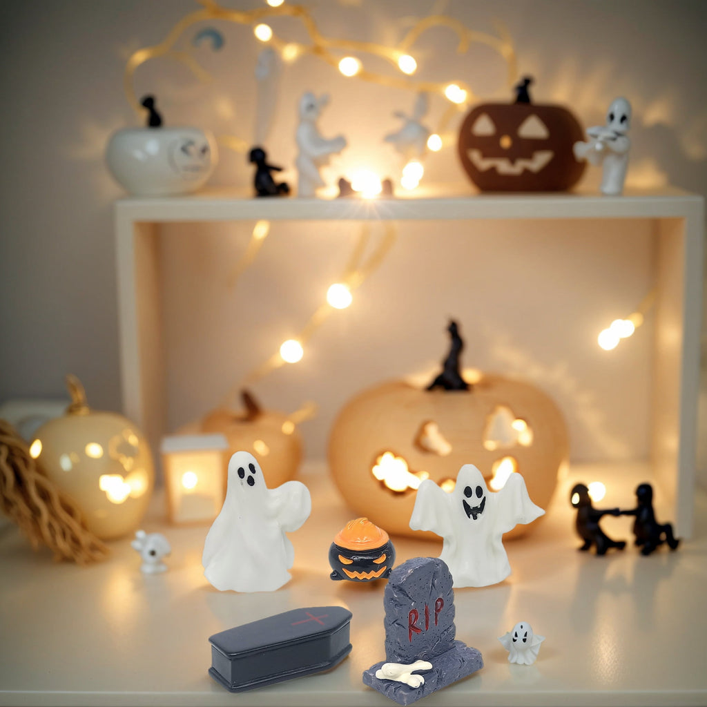 NIBERDA Halloween Miniature Ghosts Resin Plastic Figurines, Set of 35