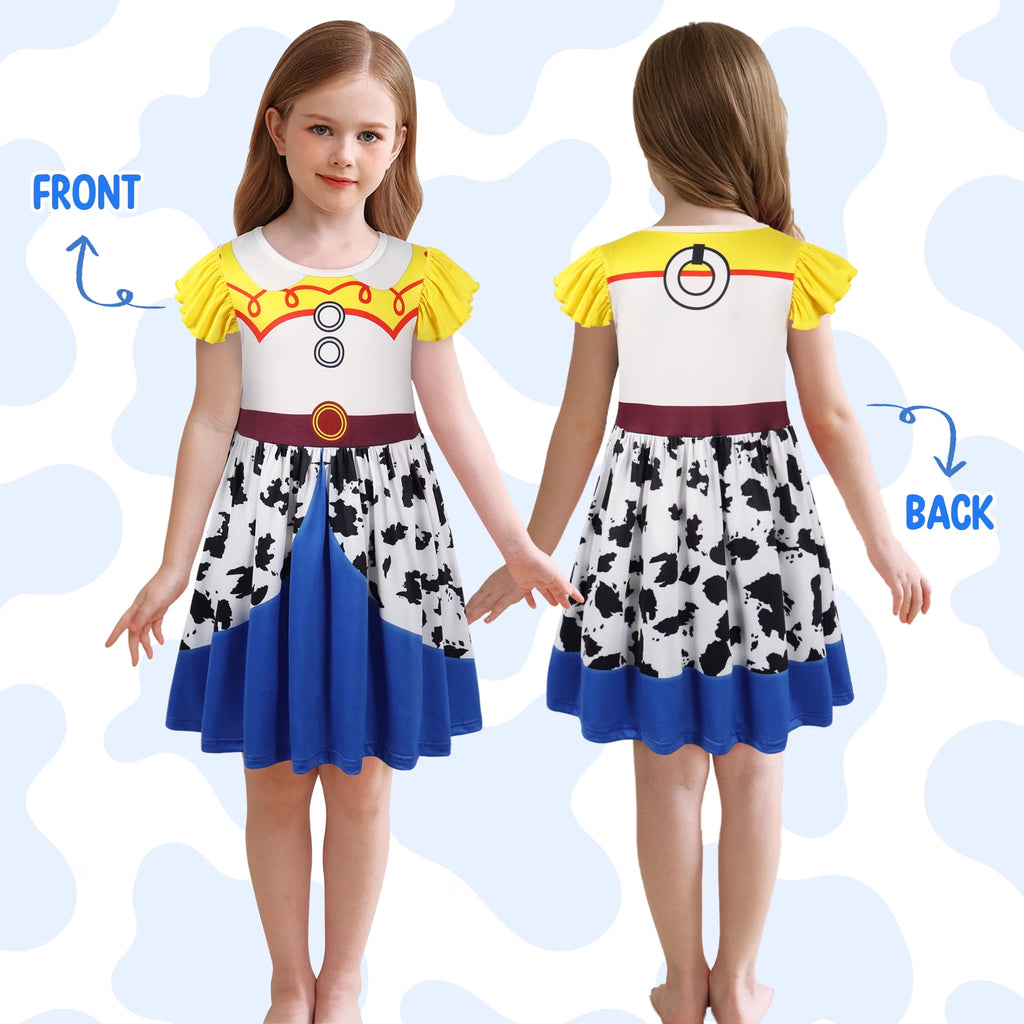 Benylion Girls Cowgirl Costume Summer Dress Toddler Princess Dress up for Kids Birthday Outfits Halloween Role Play Clothes for 3-4 Years