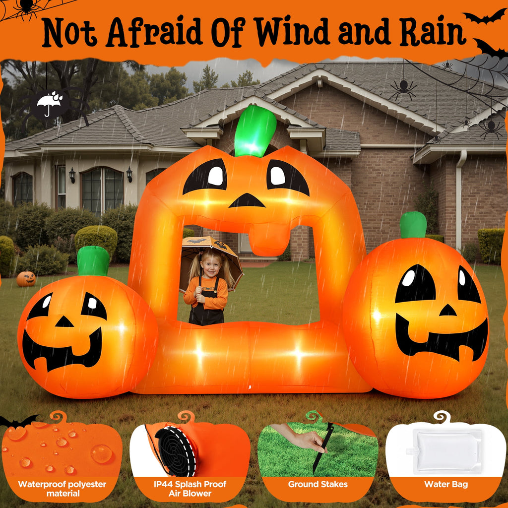 Firstness 8.5FT Halloween Inflatable,Pumpkin Photo with Lights for Party Yard Decorations