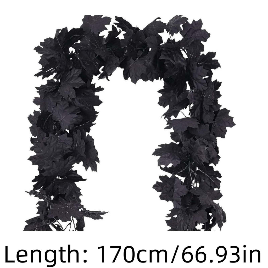 Halloween Garlands with Lights, 5.8 Ft Black Eucalyptus Garlands, Artificial Hanging Plants Vines, Faux Ferns Plant Fake Leaves Ivy Flowers Garlands for Garden Home Party Halloween Decorations Indoor
