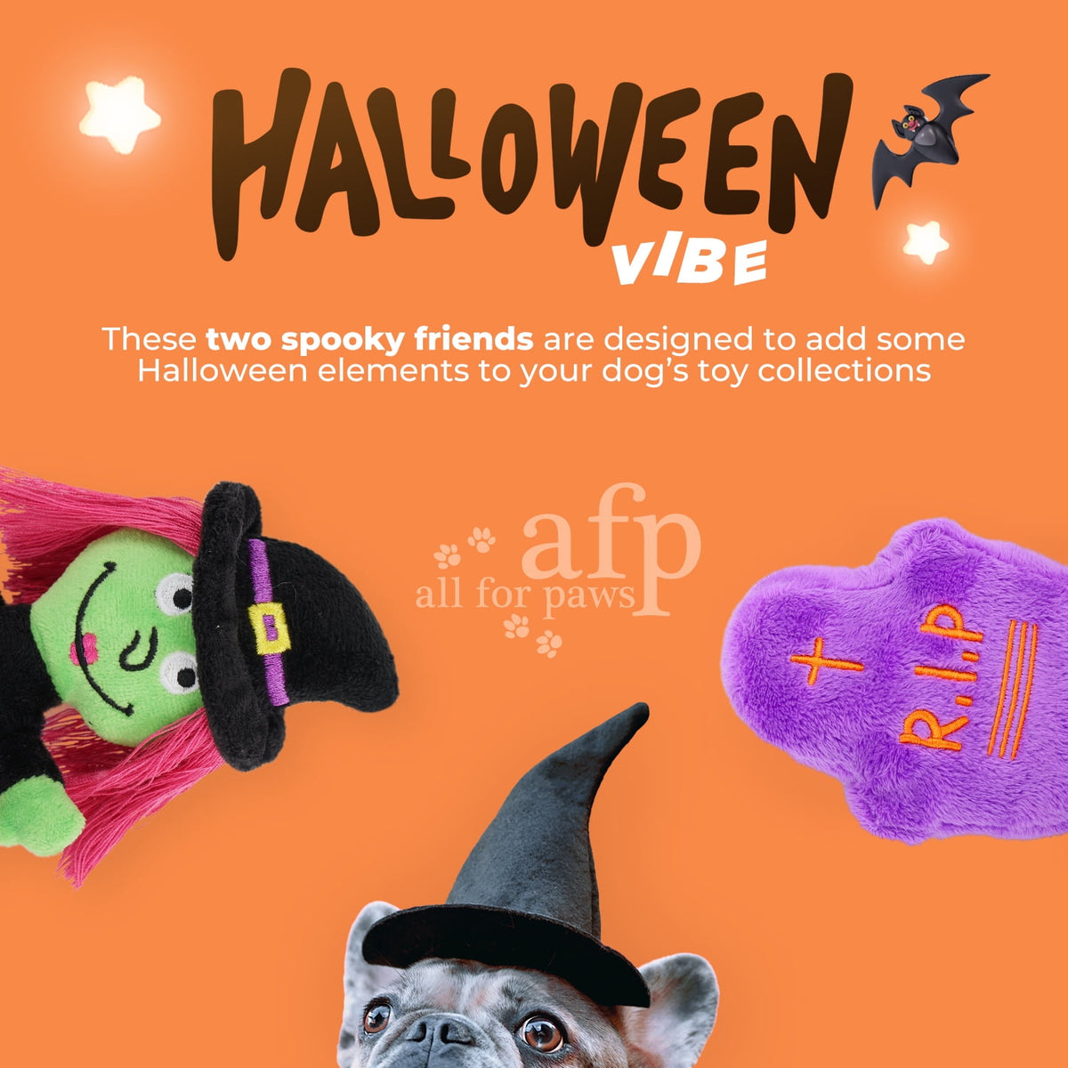 All For Paws Halloween 4-Pack Dog Toy Set - Gift Box Includes Dog Lick Mat, Puppy Squeaky Firehose Toy, Latex Dog Chew Toy & Dog Treat Dispenser