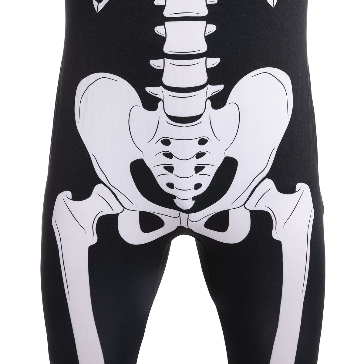Joyfy Skeleton Costume for Adults, Skeleton Bone Bodysuit Halloween Costumes for Men with Skeleton Hood Mask, Halloween Party Fancy Dress-up