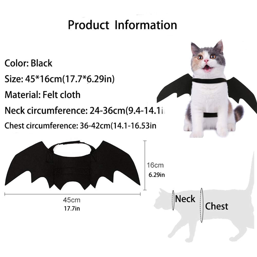 WILLED Adjustable Pet Costume Collar - Bat-Themed Dress Up Accessories for Cats & Dogs, Halloween Party Decoration