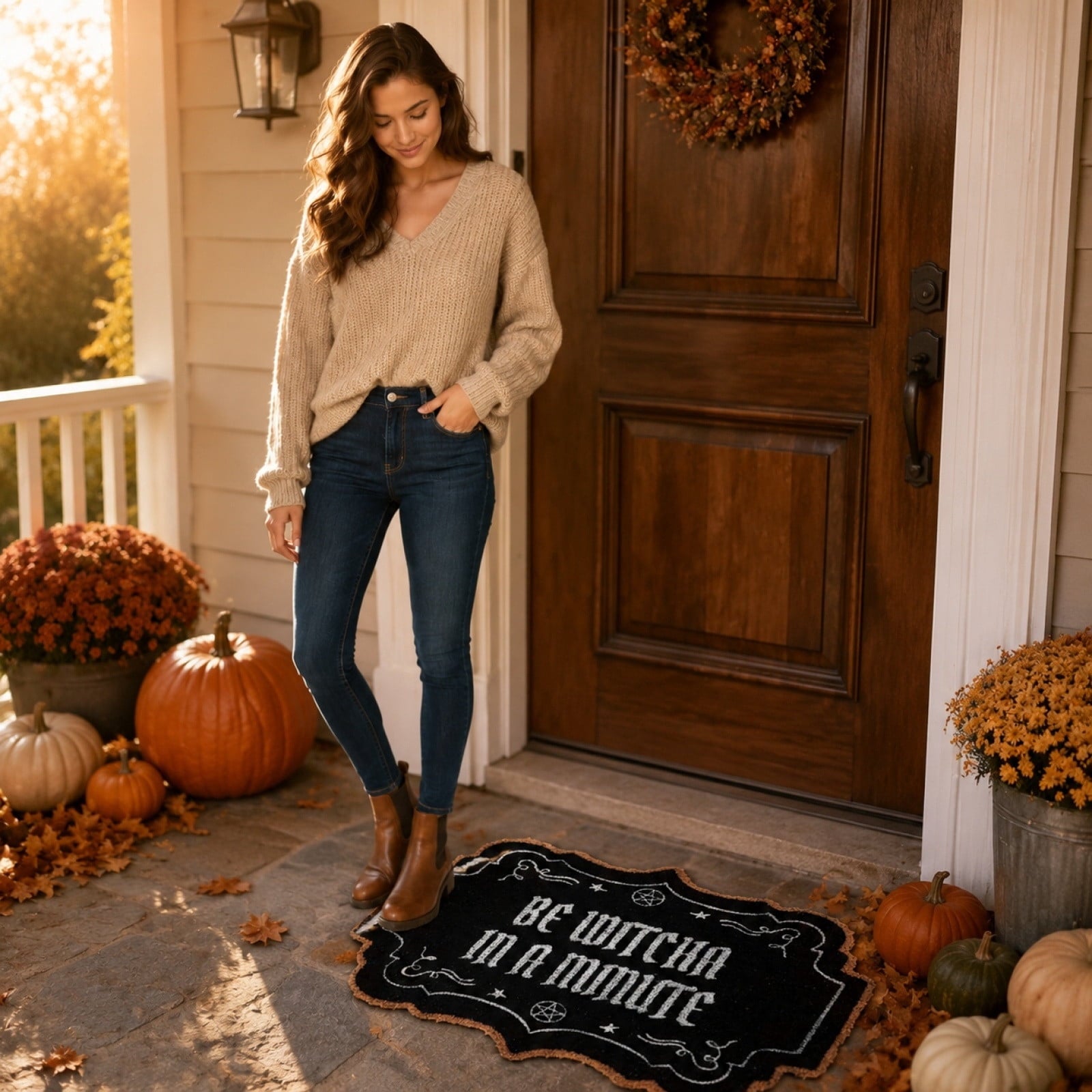 Tepsmf Halloween Doormat 19.7x31.4IN Soft Non Slip Halloween Bathroom Rug For Front Doors Porches And Witch-themed Home Decor