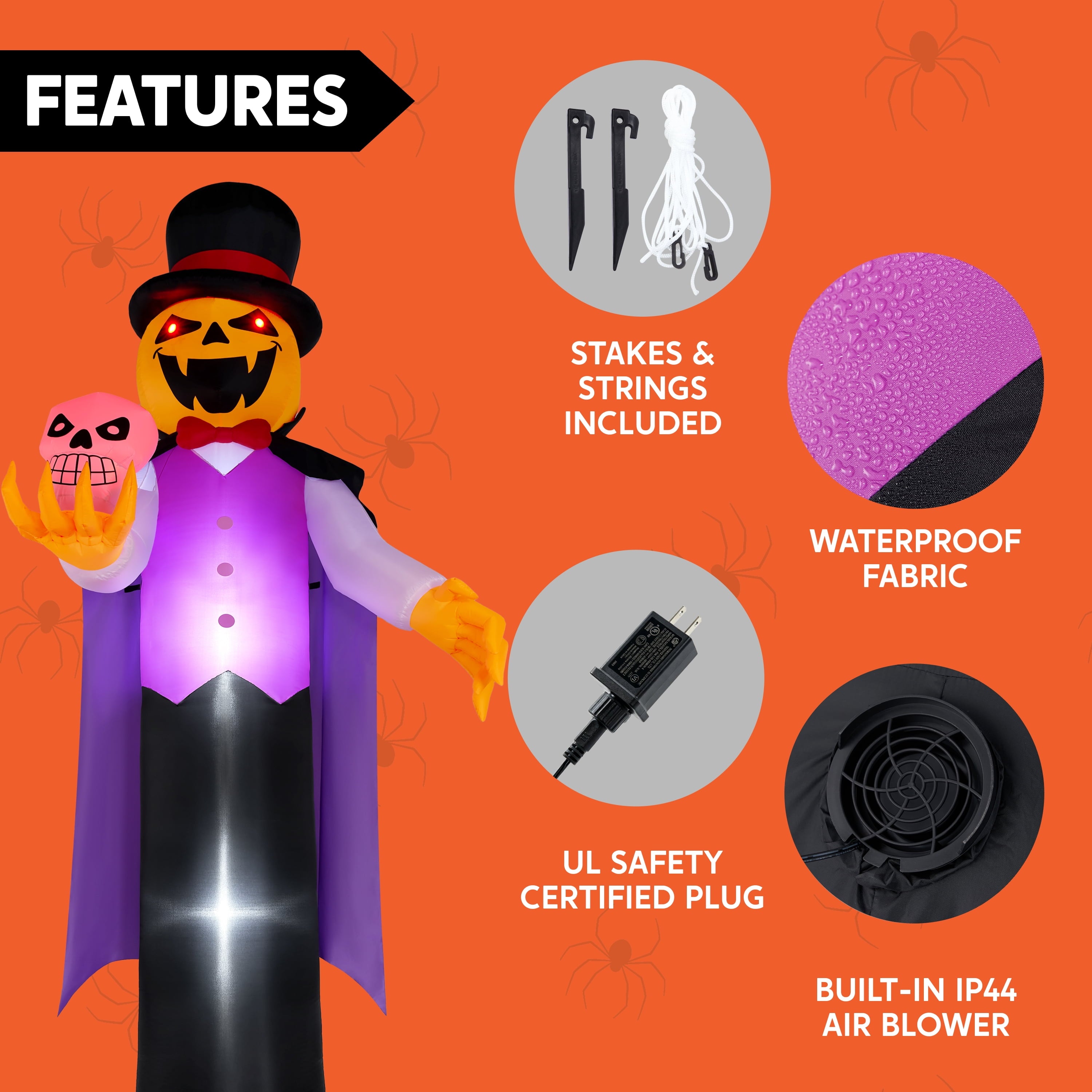 Joyfy 12 FT Halloween Inflatable Giant Grim Reaper Decoration with Built-in LEDs,Grim Reaper with Scythe Halloween Decorations Outdoor Blow Up Yard Lawn Decoration