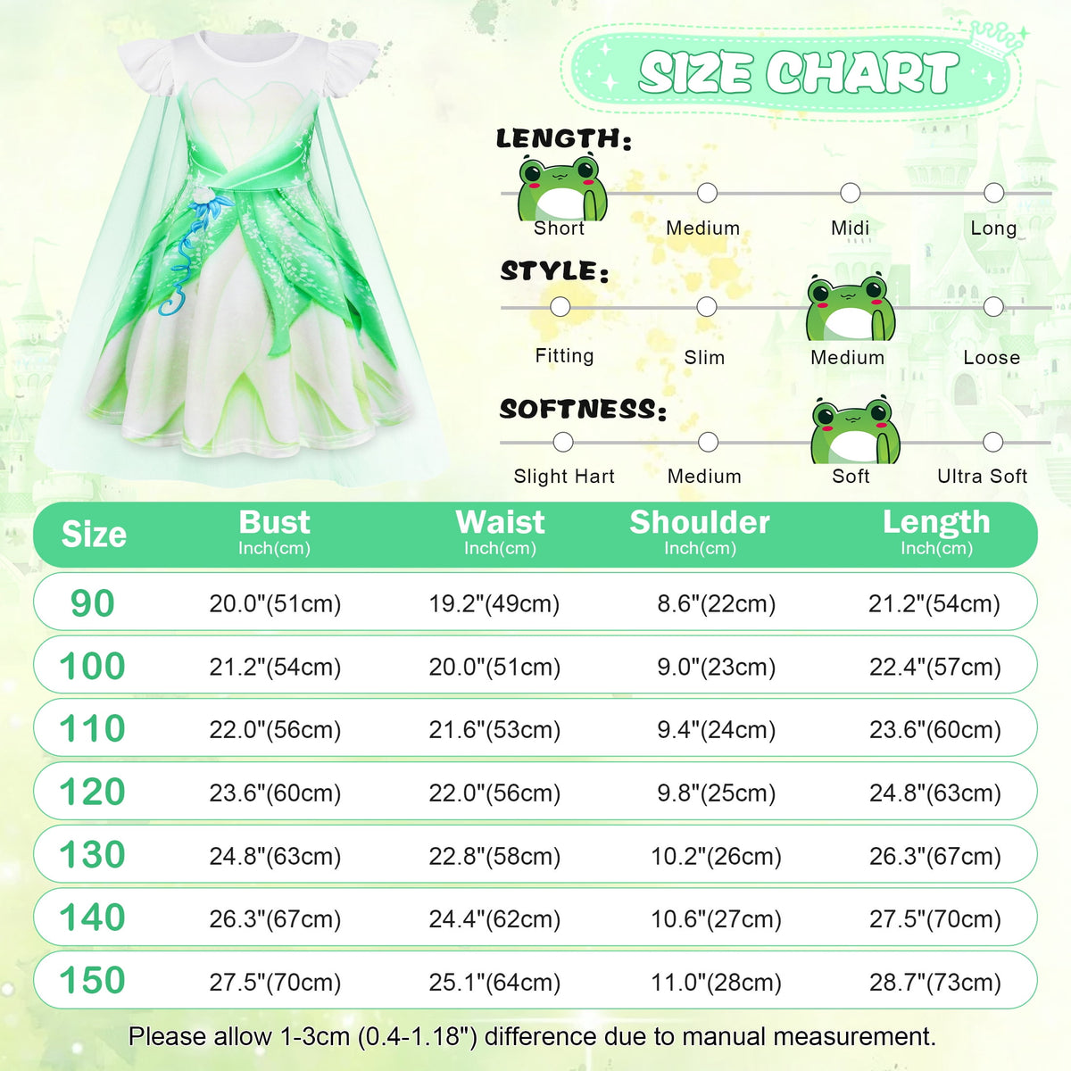 Benylion Girls Ice Princess Dress Halloween Cosplay Costumes With Tulle Cape Kids Birthday Party Dress up Outfit for 7-8 Years