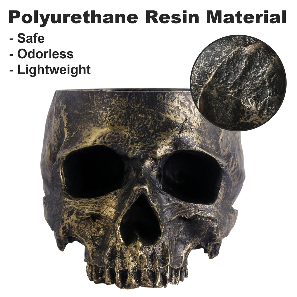 Large Skull Bowl - Bronze Resin Halloween Candy Dish Holder for Home Office and Gothic-Themed Party Decorations