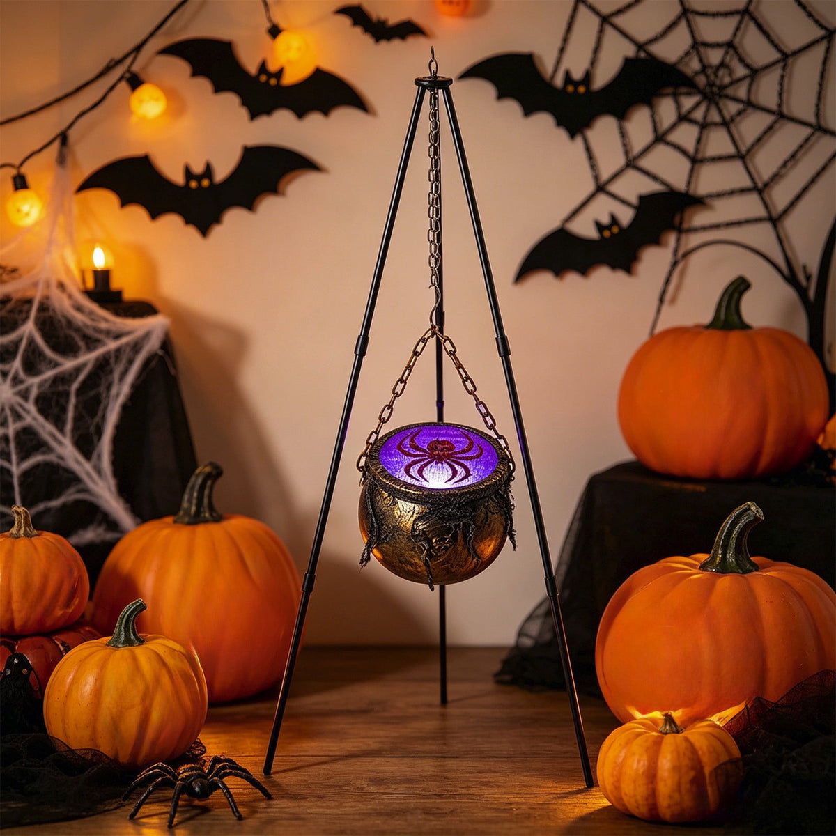 Muecwrye Halloween Decorations Outdoor, Halloween Clearance! Halloween Witches Cauldron with Lights, DIY Bubbling Cauldron Set Decor for Home Porch Outside, Halloween Party Supplies( Without Tripod)