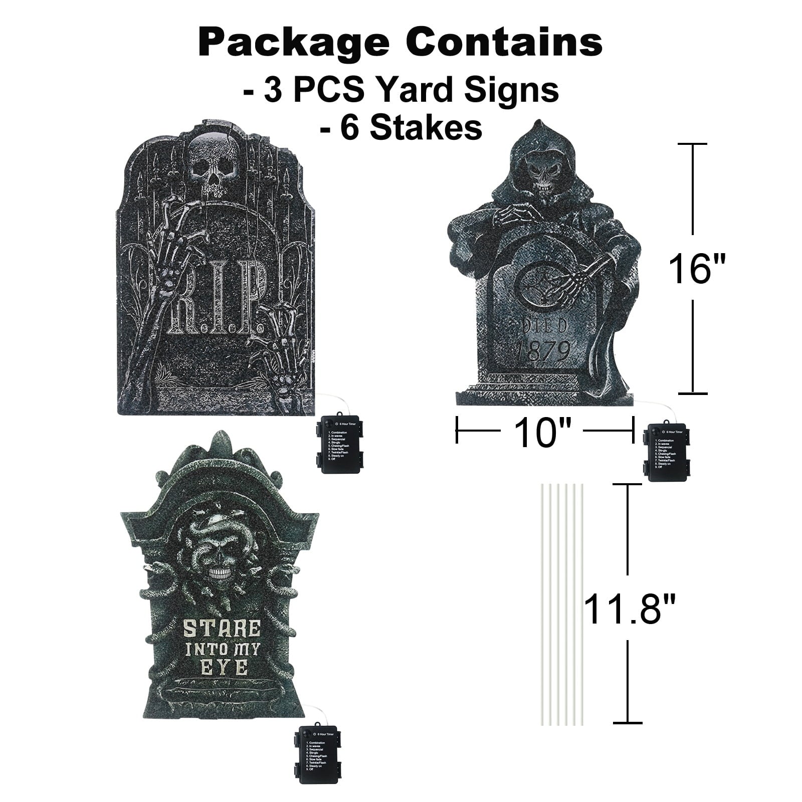 Gamexcel Halloween Gravestone Yard Signs, 10 Pack Tombstone Decorations with Stakes for Lawn, Garden and Haunted House