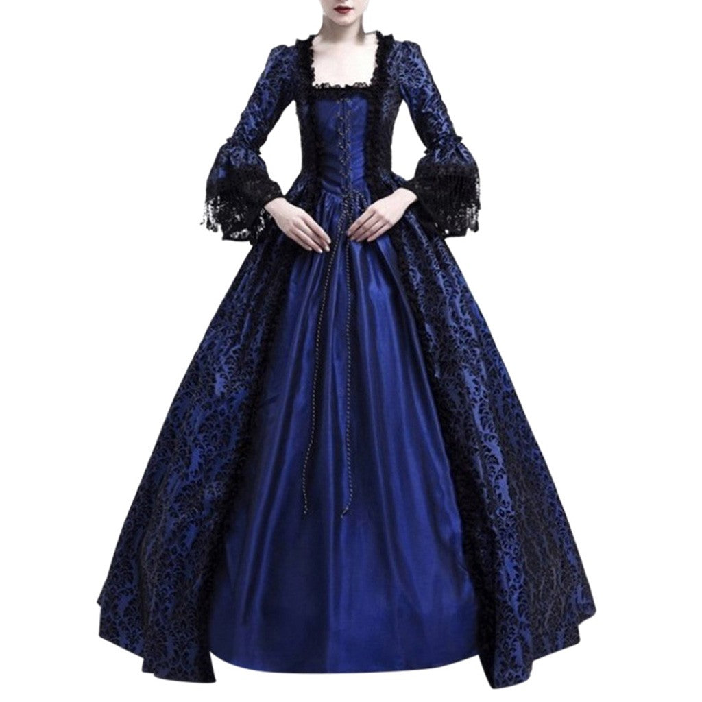 UPPADA Plus Size Victorian Dress for Women Lace Up Flare Sleeve Ball Gown with Corset Evening Party Maxi Gowns Vintage Cocktail Dress Wedding Dresses Early