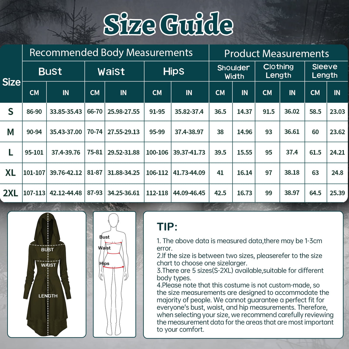 WASFDN Womens Renaissance Costumes Hooded Robe Lace Up Renaissance Dress Women Halloween Vintage Medieval Cloak(Green,L)