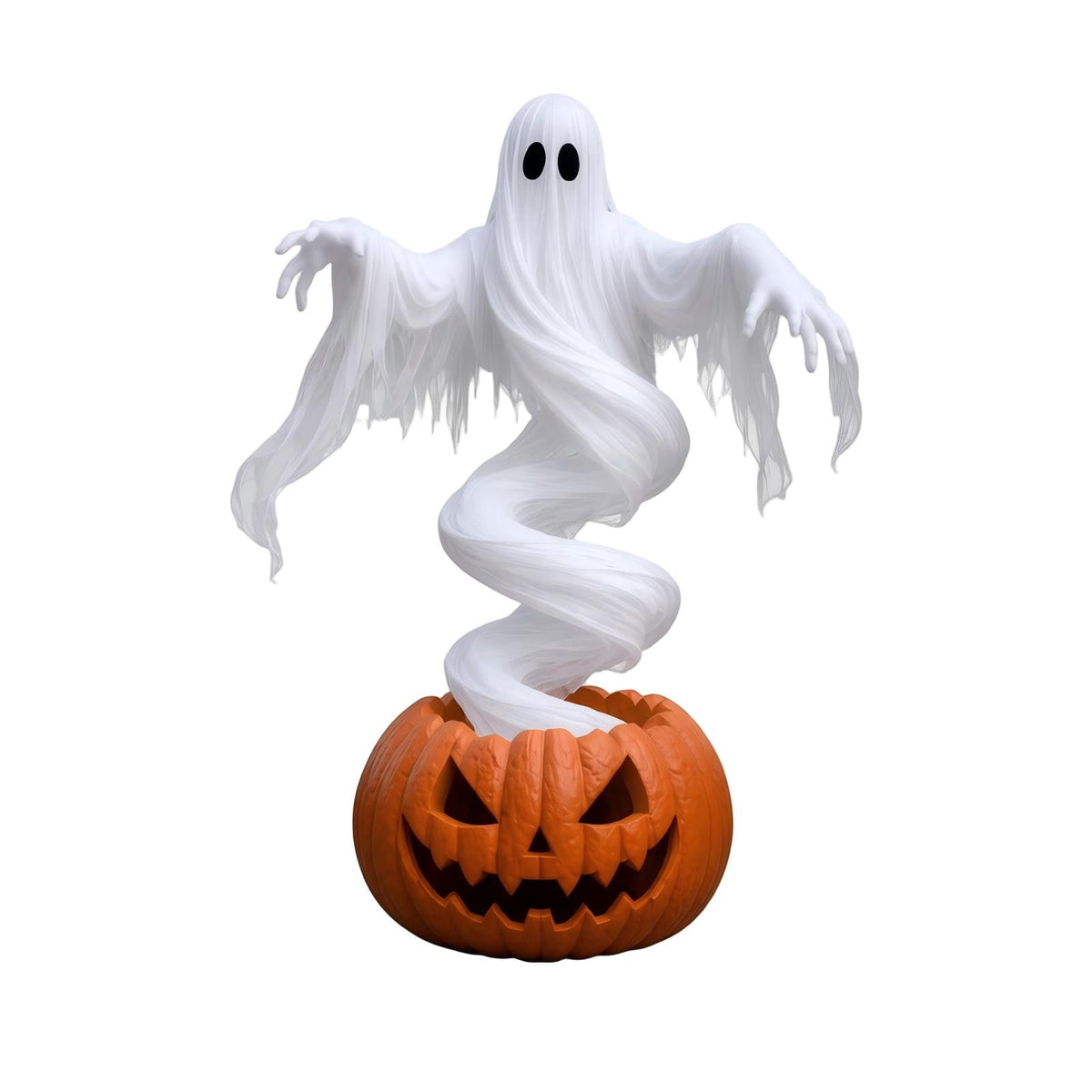 Swirling Ghost Pumpkin Yard Lamp, Halloween Yard Sculpture LED Glowing Floating Ghost Pumpkin Light, Halloween Outdoor Lawn Front Entrance Decor