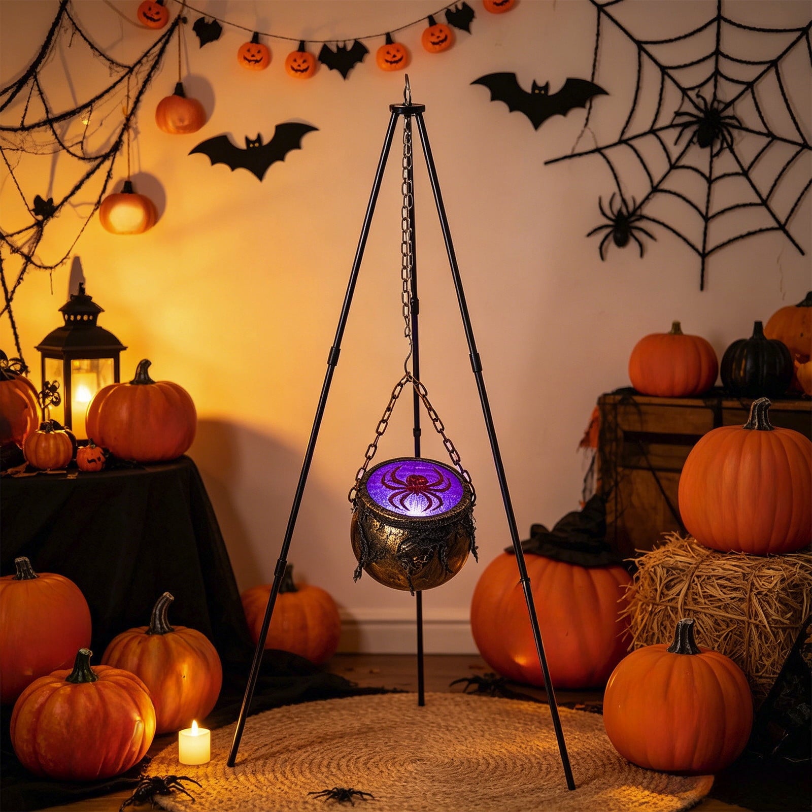 Muecwrye Halloween Decorations Outdoor, Halloween Clearance! Halloween Witches Cauldron with Lights, DIY Bubbling Cauldron Set Decor for Home Porch Outside, Halloween Party Supplies( Without Tripod)