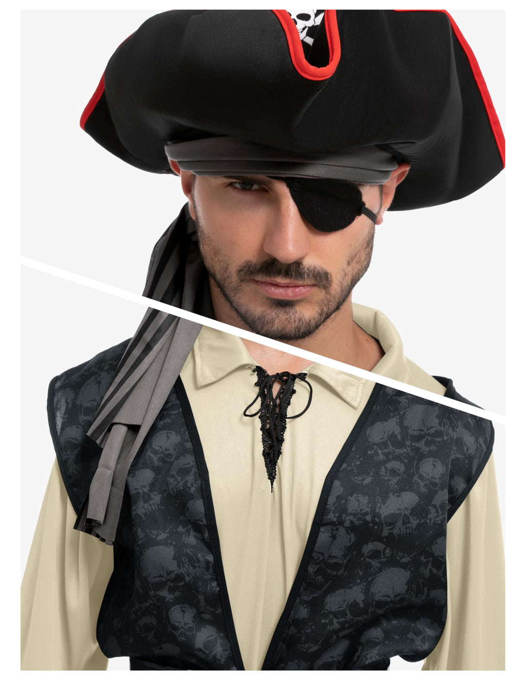 Joyfy Men Pirate Costume Plundering Sea Captain Set for Adults Halloween Themed Parties
