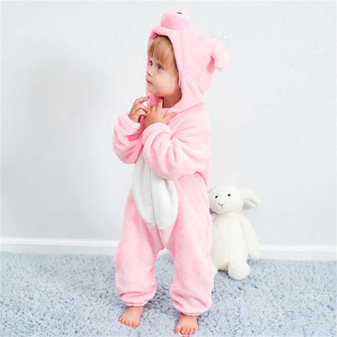 WIBACKER 0-3T Unisex Baby Animal Costume Winter Autumn Flannel Hooded Romper Christmas and Halloween Dinosaur Cosplay Jumpsuit