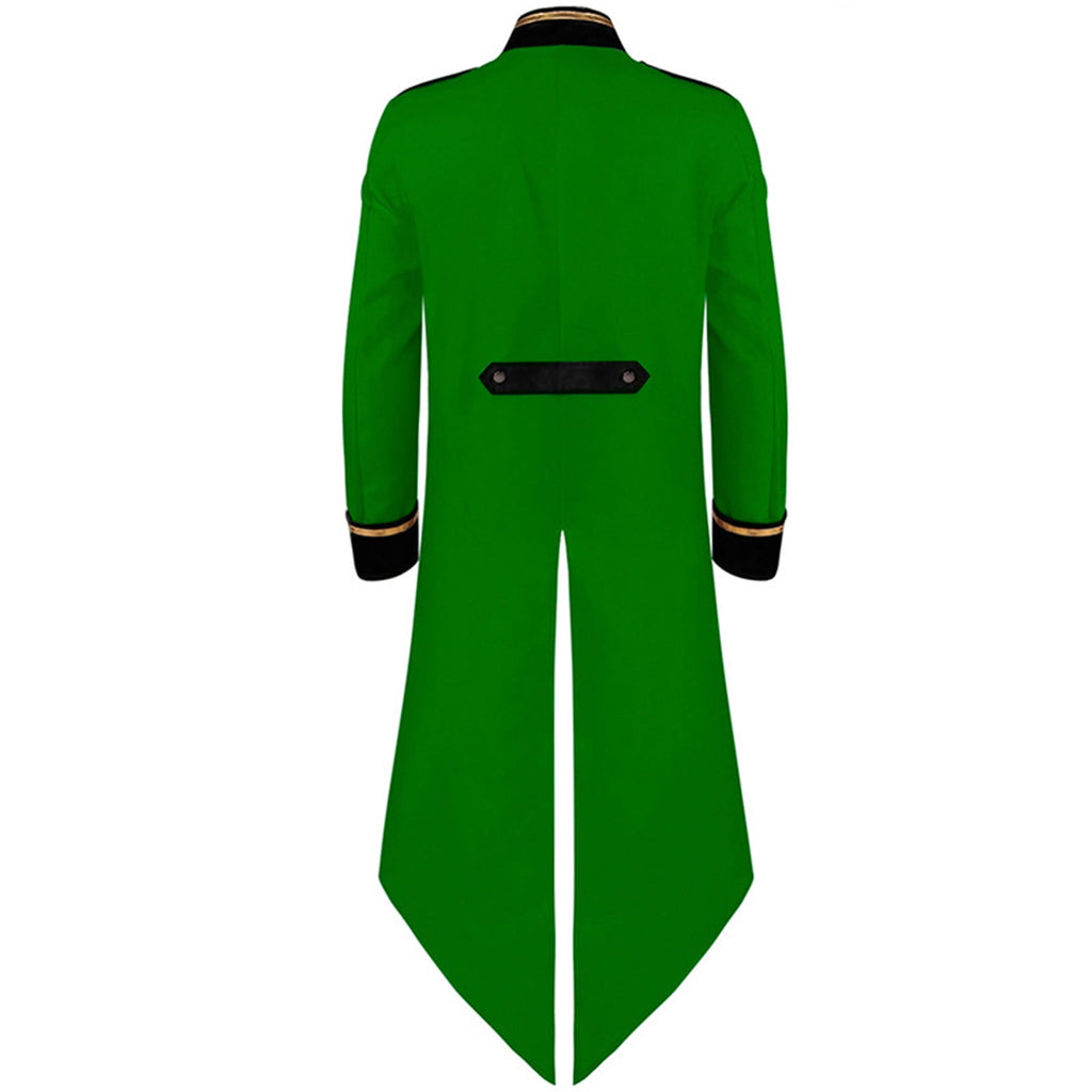 Odeerbi Mens Steampunk Tailcoat Gothic Medieval Jacket Frock Uniform Halloween Long Tuxedo Coat Retro Tailcoat Coat Lapel Court Slim Dress Coat White