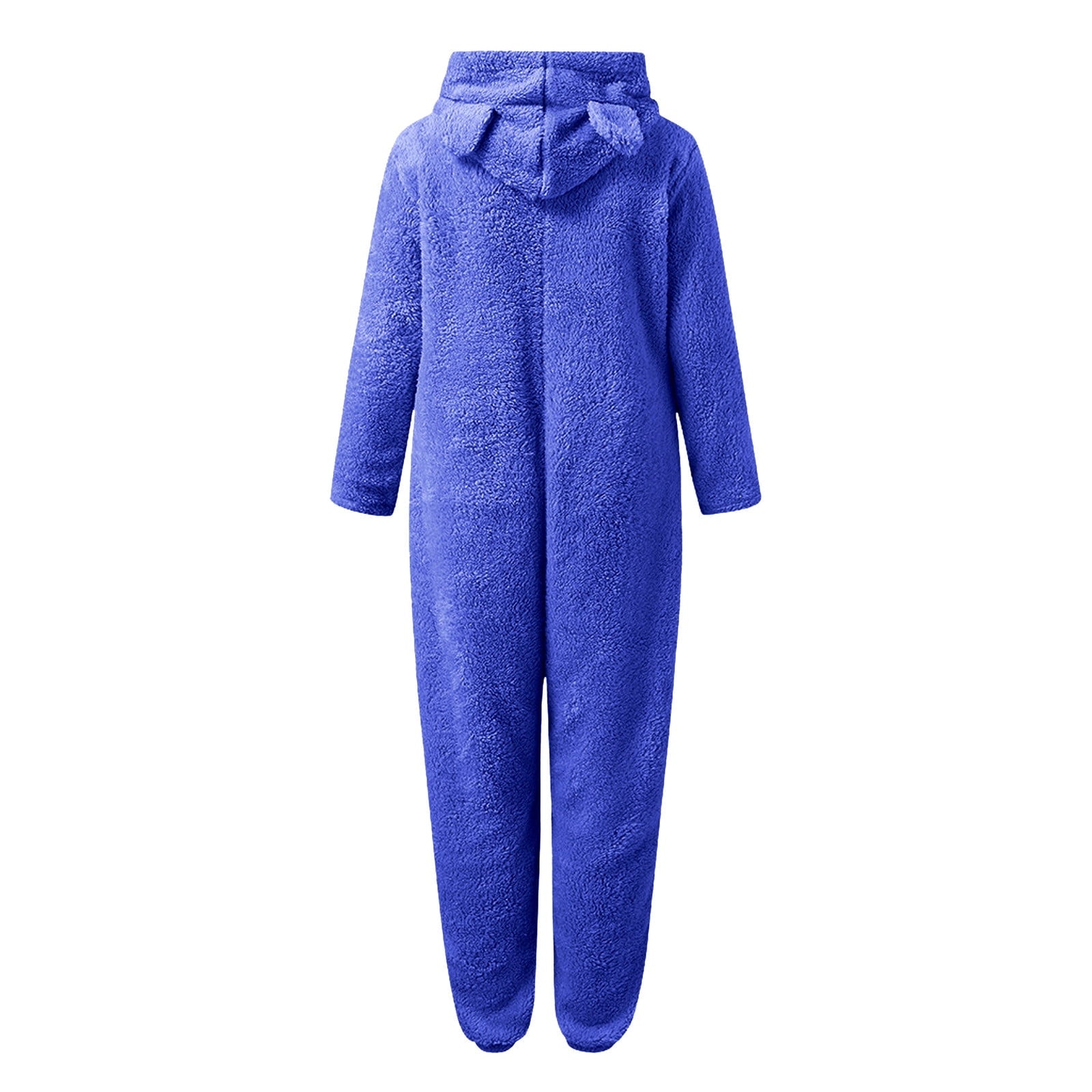 QATAINLAV Sherpa Fleece Jumpsuit for Women Winter Warm Fuzzy Onesie Pajamas Cute Cat Hooded Romper Casual Zip Up Overalls Sleepwear Black XL