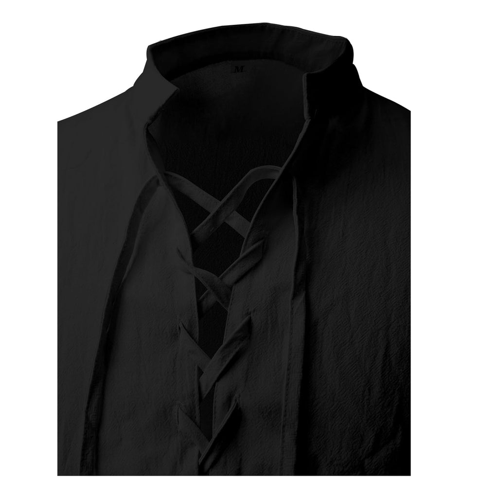 ATTBEA Mens Pirate Renaissance Costume Pirate Shirt Long Sleeves Medieval Viking Gothic Celtic Pirate Vest for Unisex Halloween Costume