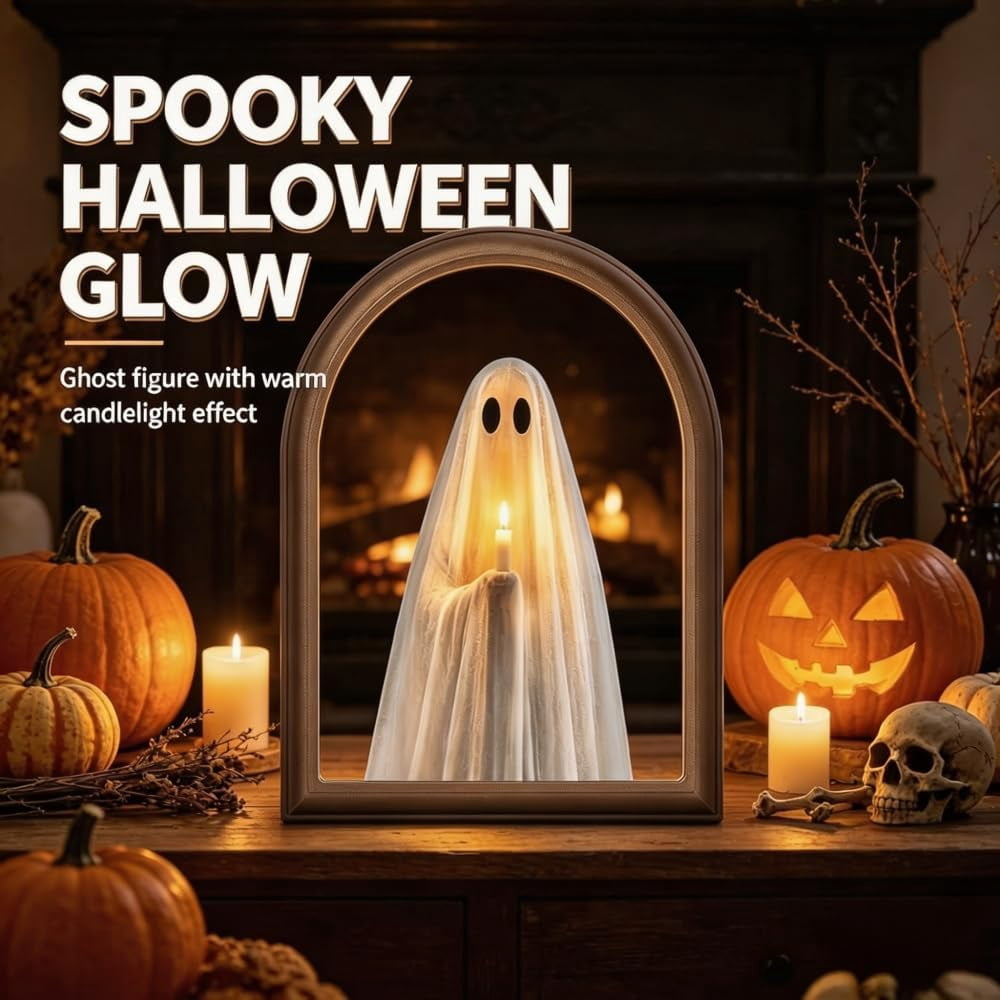 Clearance Martha Ghost Mirror! Halloween Decorations Indoor Gifts, LED Ghost Mirror Hologram,Spooky Gothic Decor,Haunted Mirror Halloween Decorations,Vintage Wall Decor for Living Room Fireplace