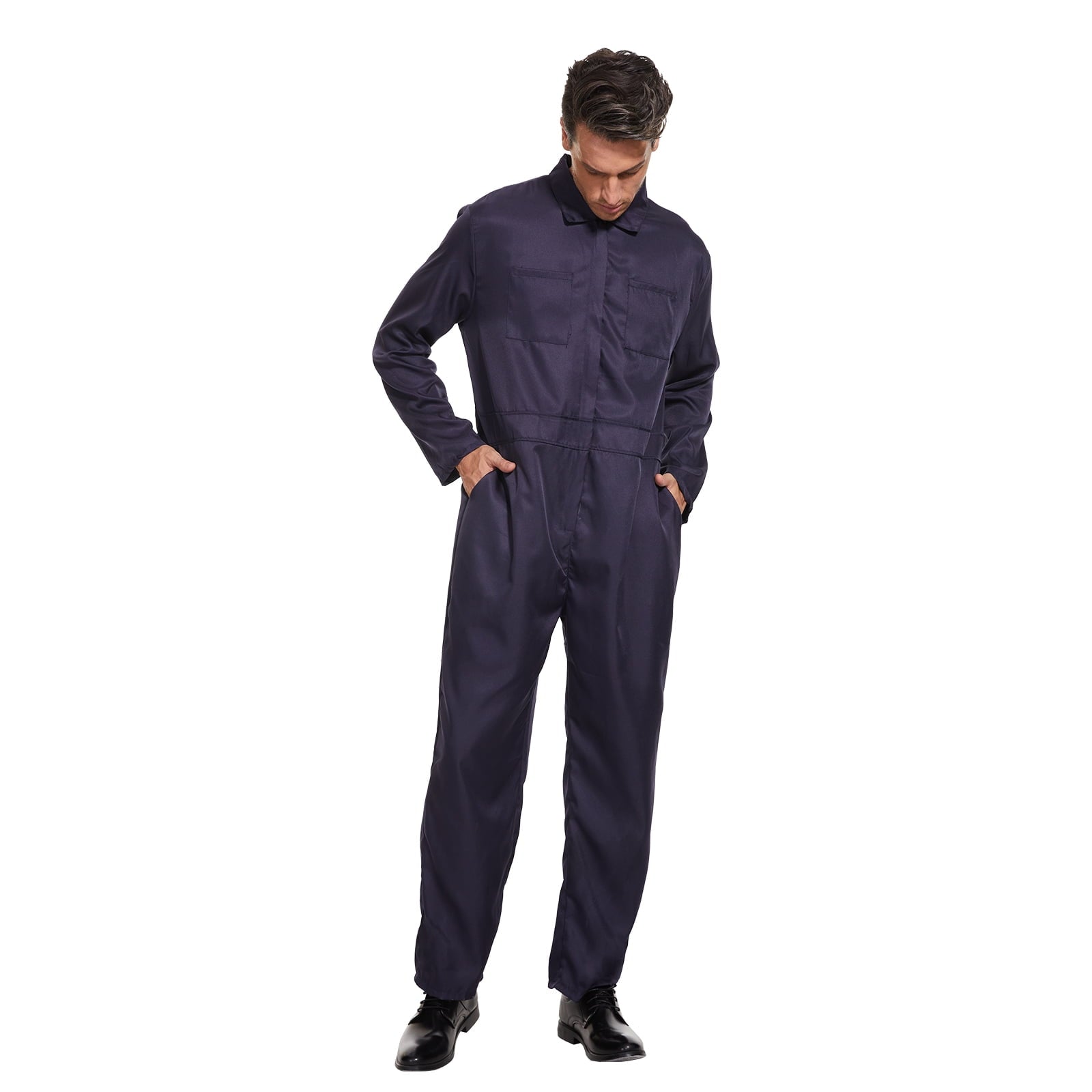 WASFDN Navy Blue Jumpsuit Coveralls Adult Men Halloween Cosplay Jumpsuit Costume,M